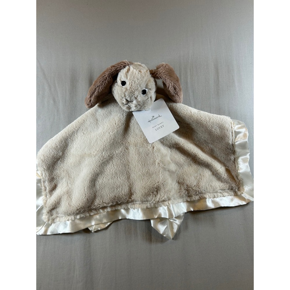 Hallmark Baby Bunny Lovey Security Blanket Plush Gingham Satin Trim KAM2034